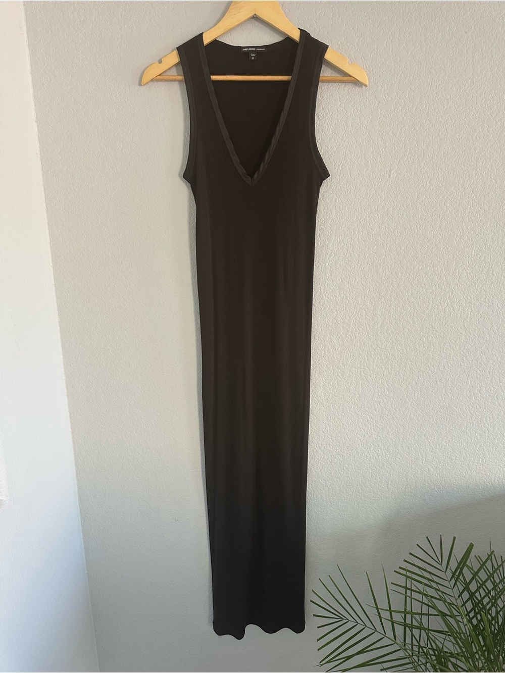 James Perse Black Deep V-Neck Cotton Maxi Dress Size 0 XS